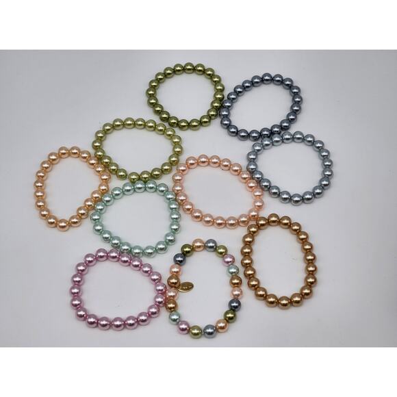 KJL Kenneth Jay Lane faux Pearl Bracelets Multi Color Set of 10 - Picture 6 of 16